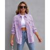 Holes Raw-edges Denim Jacket Women Spring Autumn Shirt Style Jeancoat Casual Top Rose-Red Orange Purple Outerwear Lady Coat