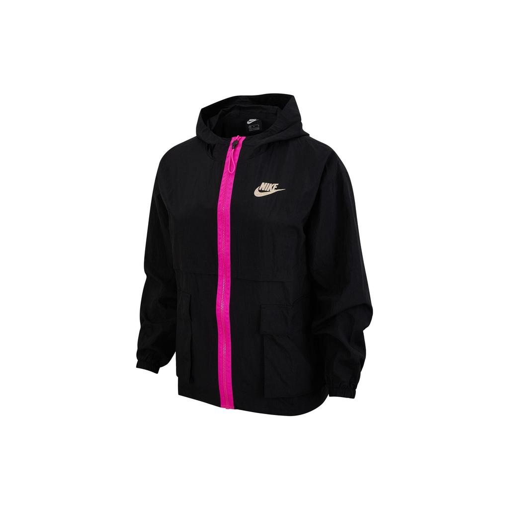 Nike Спортивные куртки Женские Черный/Черный/Пламенный розовый С капюшоном Умеренный Другое DD2089-010