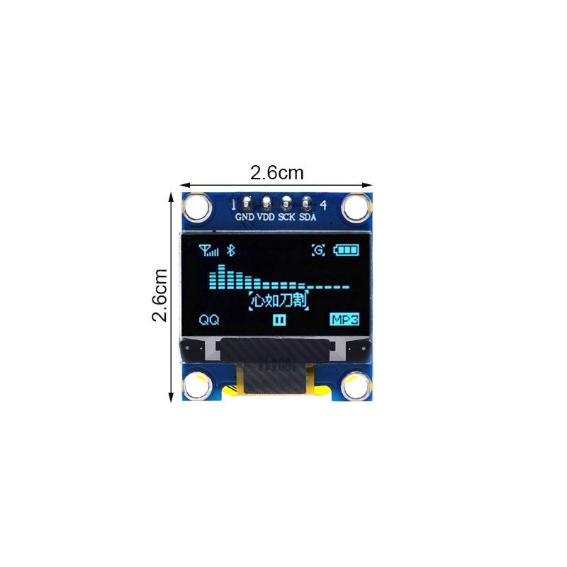 DIYUSER 1Pc 0.96 Inch SSD1306 OLED Display 128x64 IIC I2C Serial Screen Low Heat for Small IoT Device DIY Development