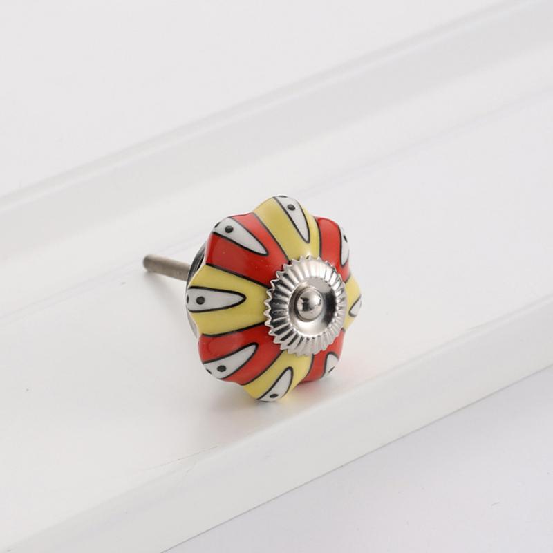 1 шт. Железный материал Винтажная ручка для шкафа Европейский стиль Расписной узор Изысканная форма тыквы Украшение для дома Многоцветный