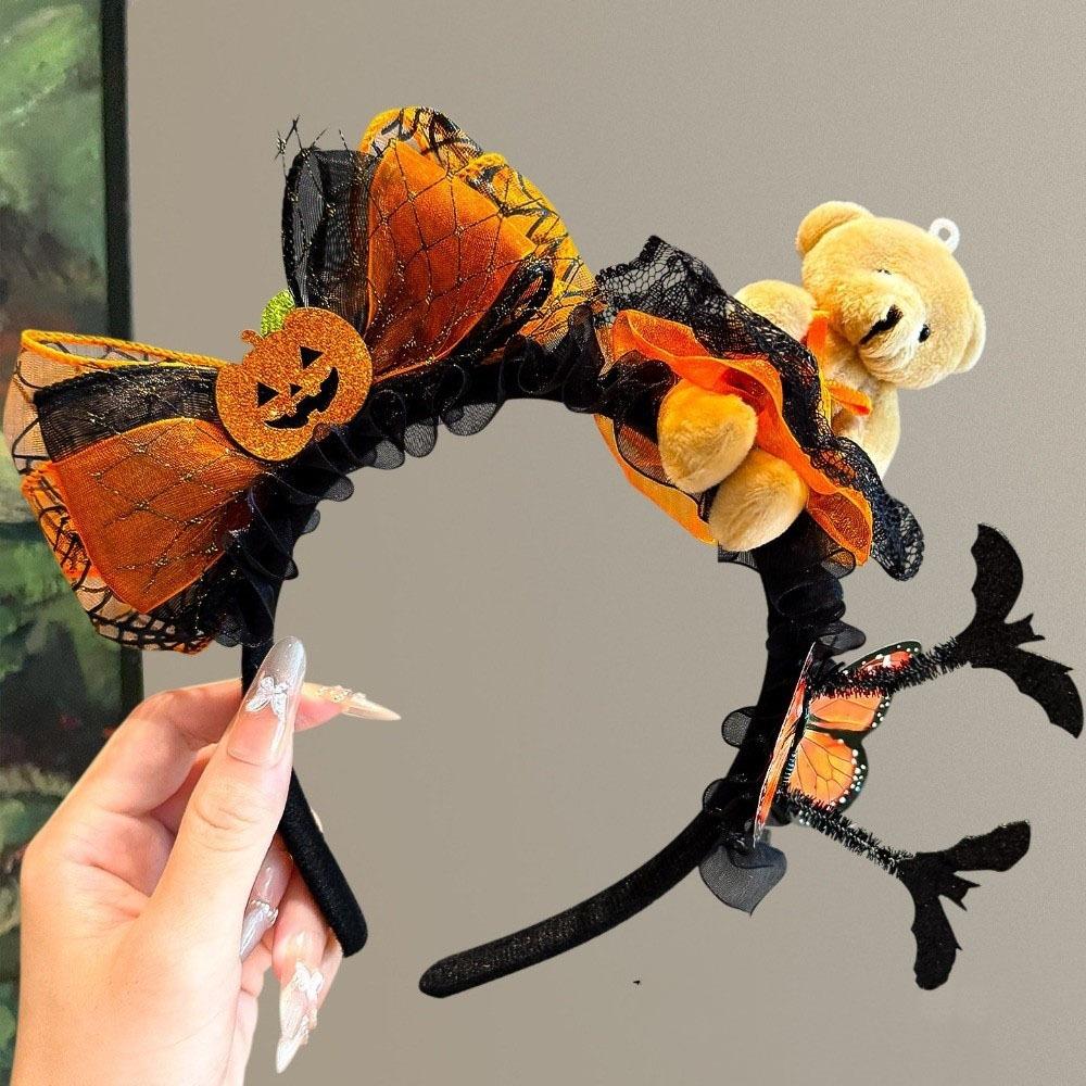 Ghost Witch Hat Headband Pumpkin Cone Hat Hair Hoop Halloween Party Hair Band Photo Props