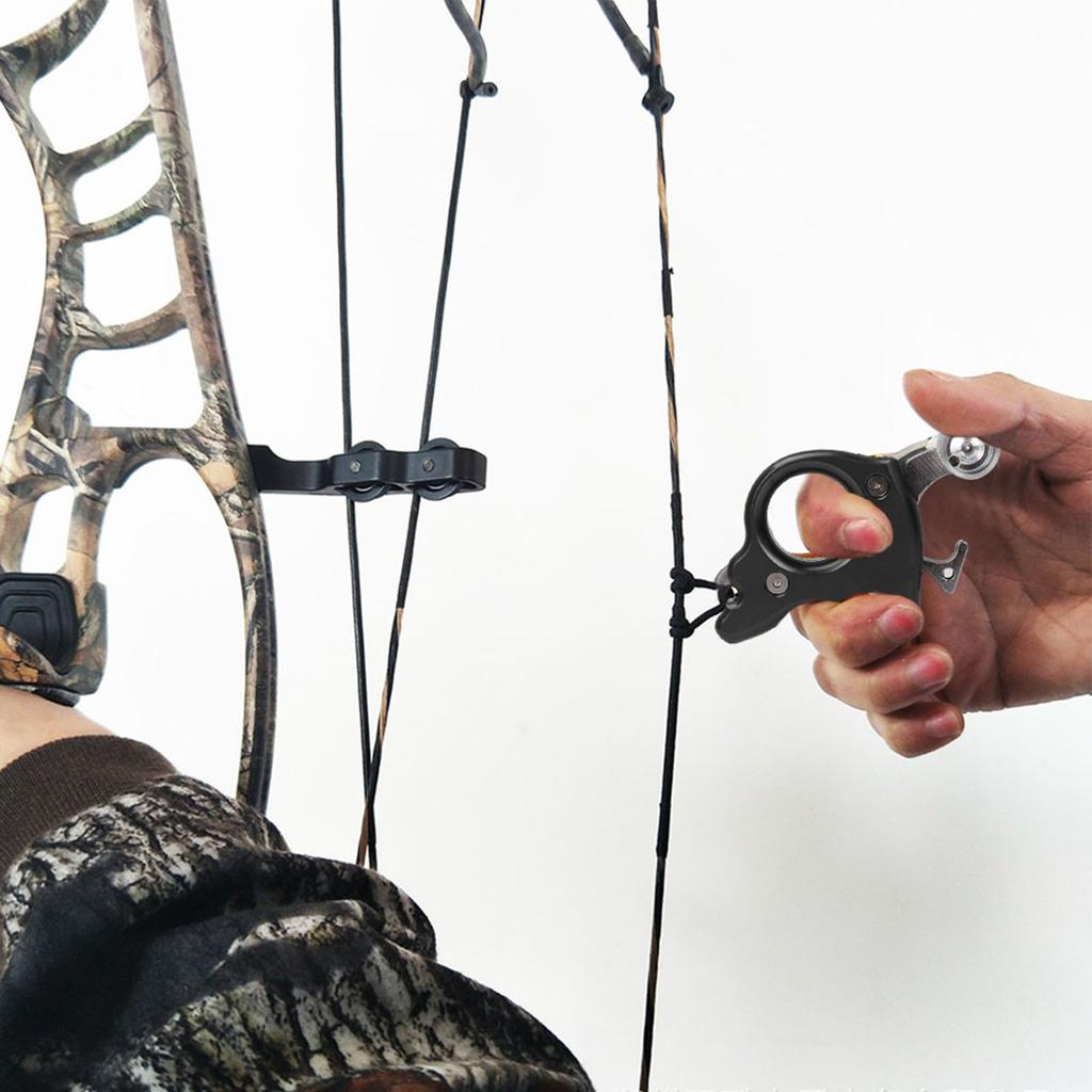 Archery Release Aids 3 Finger Grip Thumb Caliper Trigger for Compound Bow Accessory (Black )