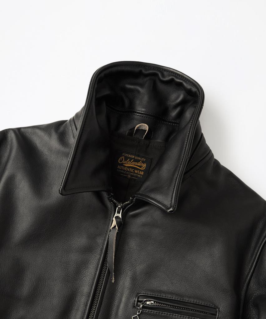 Outstanding Tea-Core Leather Sports Jacket_Black