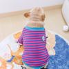 Dog Striped Cotton Tee French Bulldog Pug Corgi Small Medium Breed Pet Apparel Casual Fall Winter