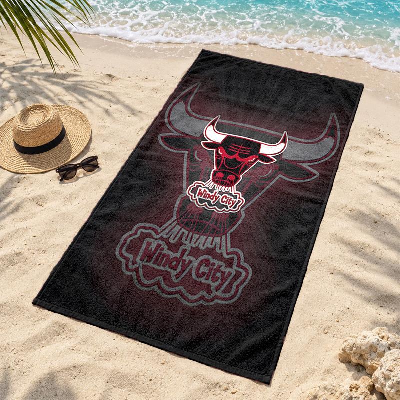 Микрофибровое пляжное полотенце Chicago Bulls, быстросохнущее, не оставляющее песка, легкое, для путешествий, плавания, кемпинга