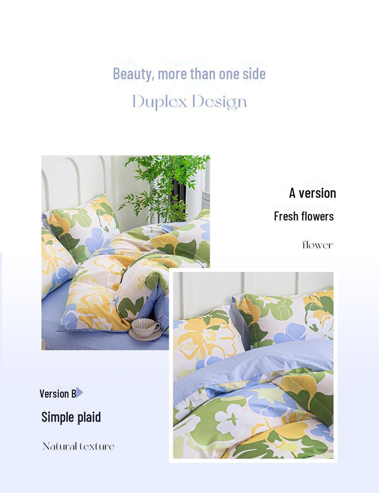 Комплект постельного белья Meimian Kangduo из чистого хлопка с цветочным рисунком – пододеяльник и простыня