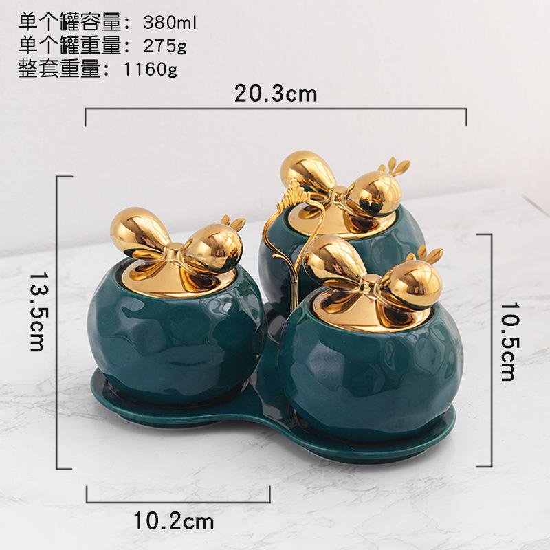 Nordic Seasoning Pot Set Light Luxury Ceramic Seasoning Box Household Seasoning Pot Moisture Proof Ins Kitchen Supplies