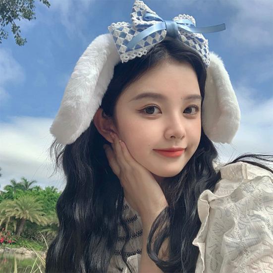 Милая повязка на голову с бантом и пушистыми ушками, мягкая эластичная повязка на голову для косплея на Хэллоуин, для детей, взрослых и девочек