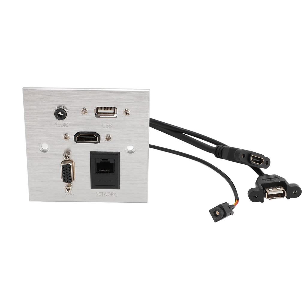 Multimedia Socket Aluminum Alloy USB HD VGA 3.5MM Sound RJ45 Network Wall Socket for Home Hotel Office