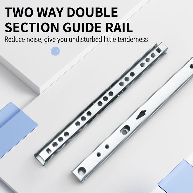 2Set Smooth Glide Bearing Drawer Slides 17Mm Wide Two Way Slide Drawer Glides 8"-17" Hardware Accessories Drawer Rail