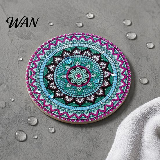 Non-slip Cup Coasters 8PCS Coasters, Colorful Wood with Non-Slip Heat Insulation Set Waterproof Drink Holder, for Home Office Dining Table Decorative