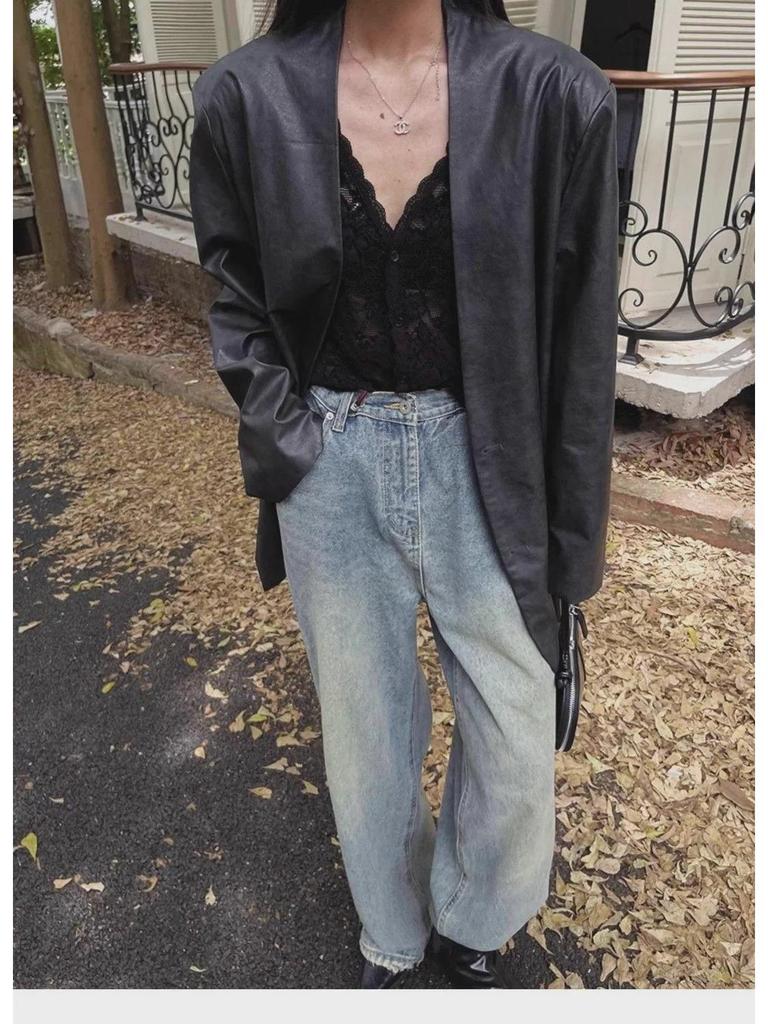 Women's 2024 Early Autumn Long-Sleeve Slim Lace Top