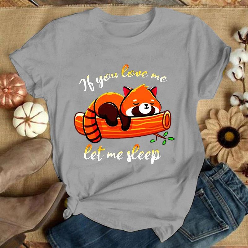 (Премиум-футболка)Модные забавные футболки с принтом «Панда, если ты живешь, дай мне поспать», женские летние повседневные футболки с коротким рукавом