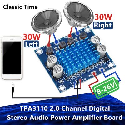 TPA3110 XH-A232 30 Вт + 30 Вт 2,0-канальный цифровой стерео аудио усилитель мощности, плата постоянного тока 8-26 В 3A