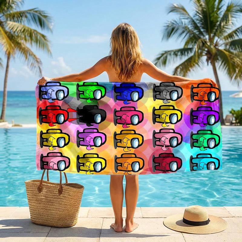 Among Us Fashion Beach Towel Portable Soft Quick Dry Towel For Swimming Camping Holiday Use