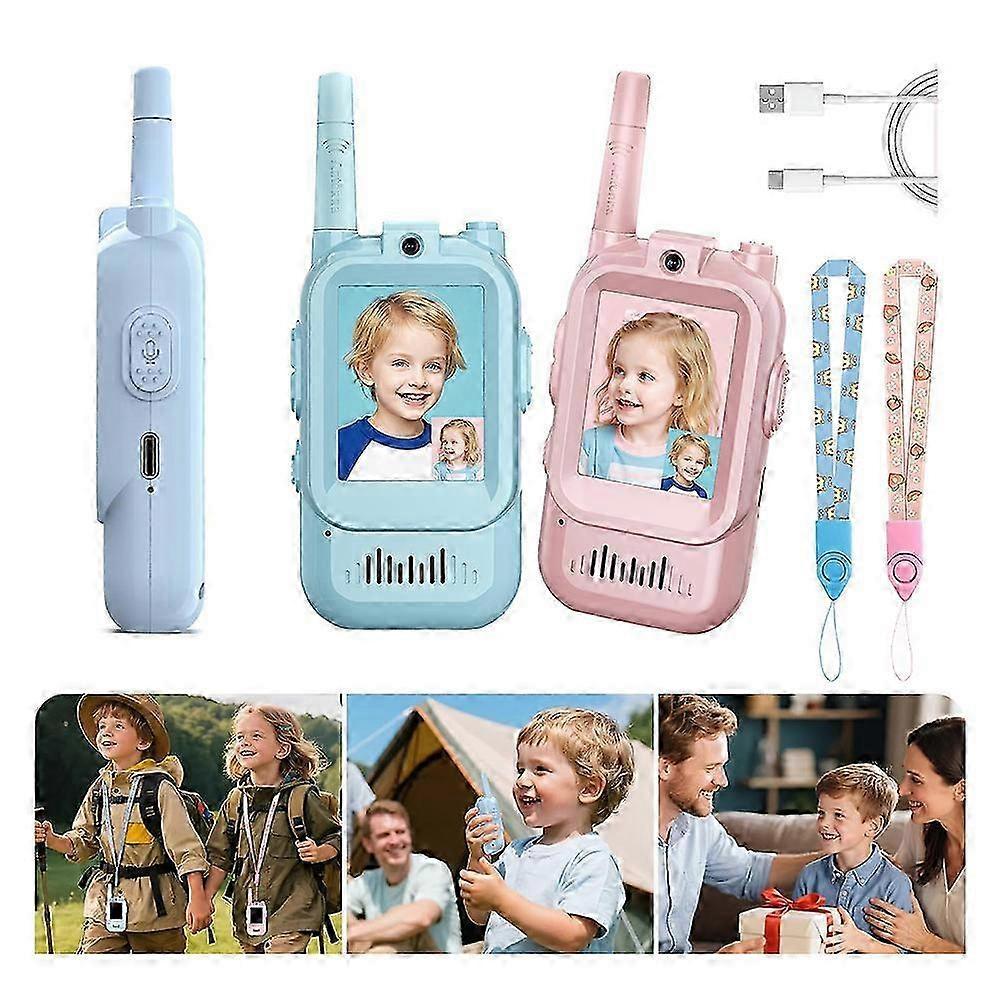 Video Walkie Talkies for Kids, 2 Pack Handheld Rechargeable Video Intercom with Video Camera, Voice Changer, 1.5km Range, for Boys Girls Gift