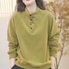 Women Spring and Autumn Basic Solid Casual All-match Stand Collar Button High Street Sweatshirt