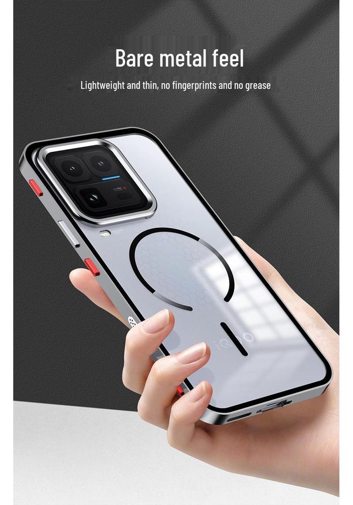 Aluminum Alloy Snap-Button Phone Case with Magnetic Back for iQOO 15 Ultra - Ideal for Cross-Border Use