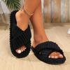 Home Slippers, Comfortable and Warm Open Toed Soft Plush Shoes, Solid Color Indoor Floor Slippers