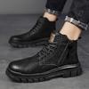 Осенне-зимний ретро-модный тренд, молодежные повседневные кожаные ботинки на платформе, мужские высокие ботинки на шнуровке с боковой молнией, рабочие ботинки