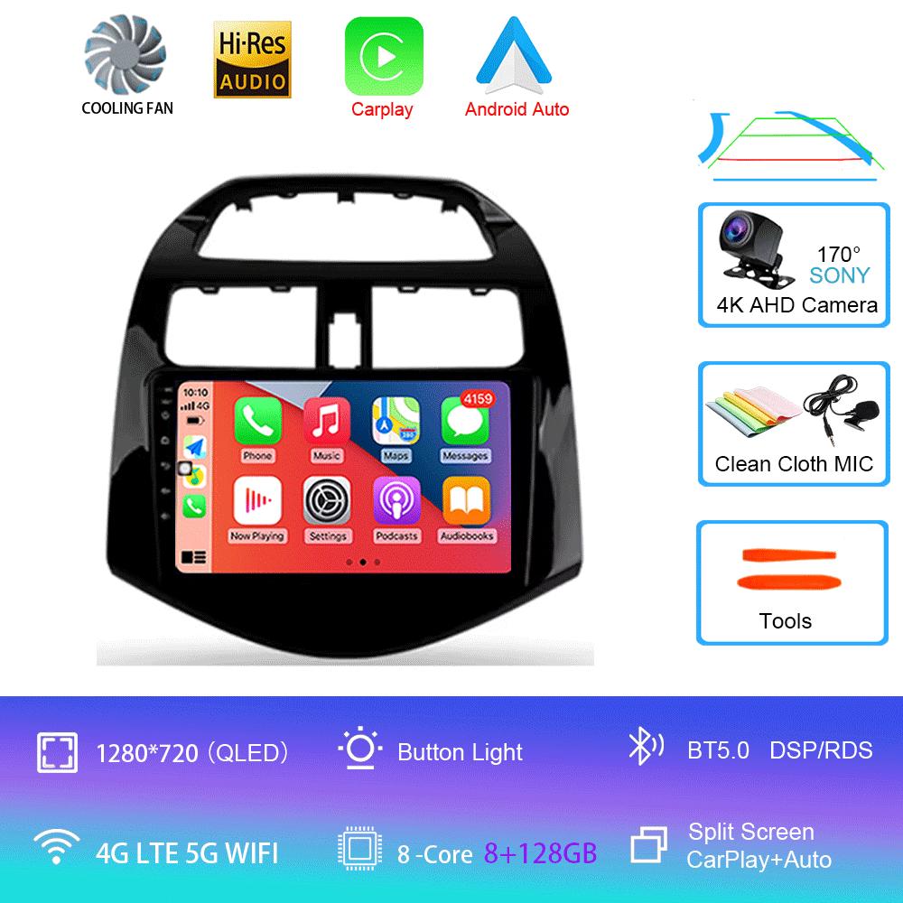 Автомобильный радиоприемник Android 14 Carplay Auto Multimedia Player для Chevrolet Spark Beat Matiz Creative 2009 - 2016 E53 X5 M5 2din Stereo
