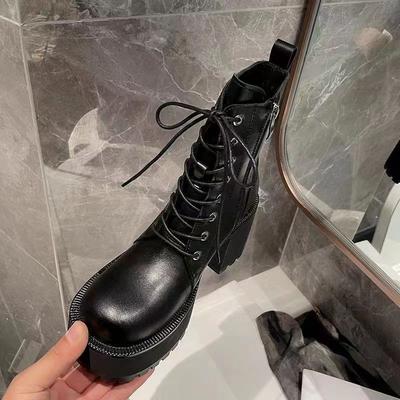 Женские ботинки Мартин на шнуровке с круглым носком и толстым каблуком, водонепроницаемые ботильоны на платформе, маленькие ретро ботинки из мягкой кожи для женщин