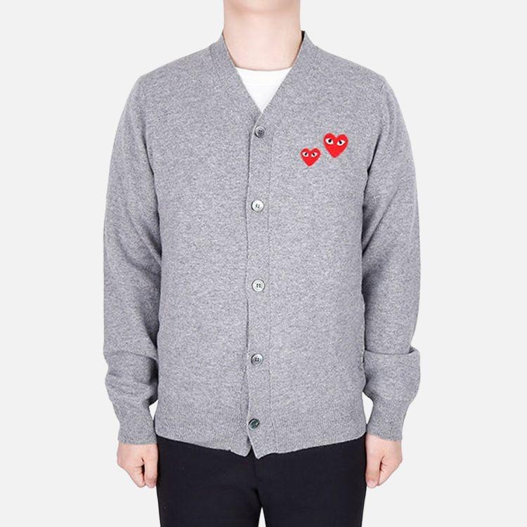 Comme des Garçons PLAY COMME des GARCONS PLAY Cardigan With Double Red Emblem 'Grey' Men's AZ-N072-051-1