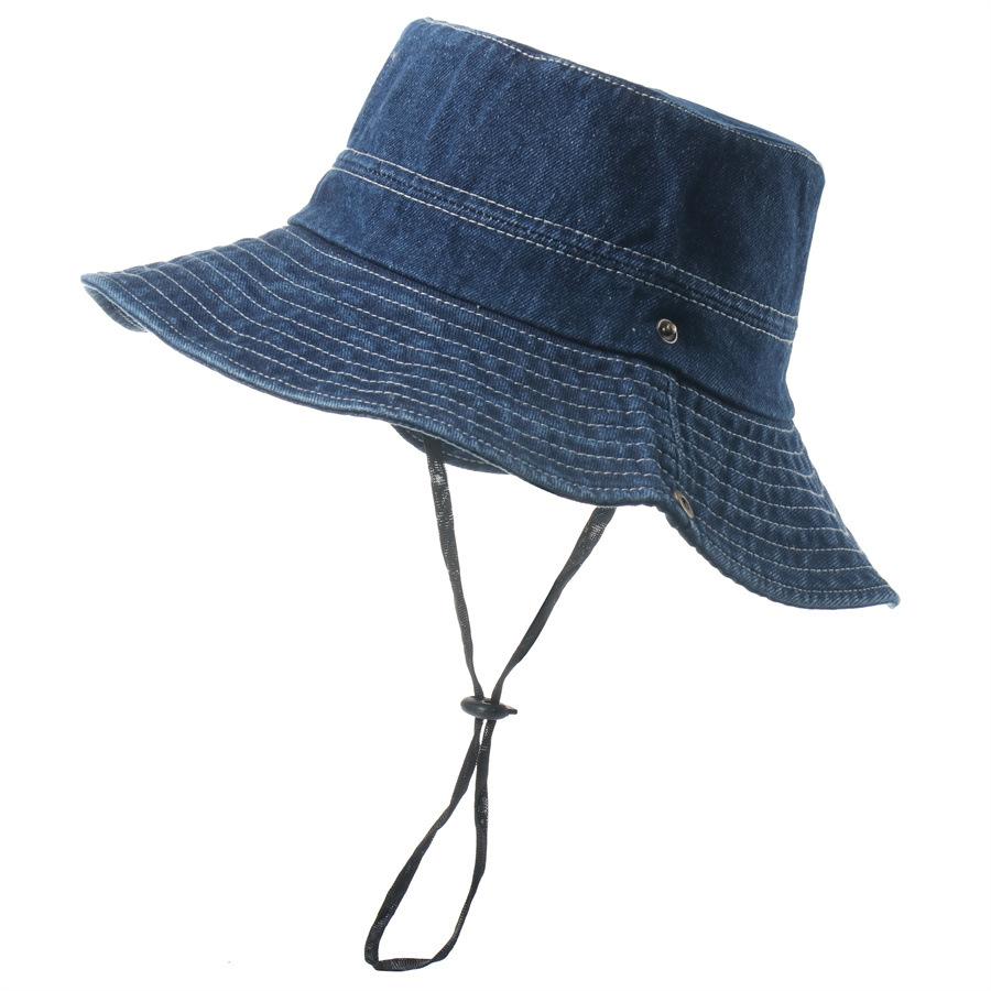 New cotton bucket hat men's and women's outdoor sun hat travel outdoor hiking hat casual denim hat
