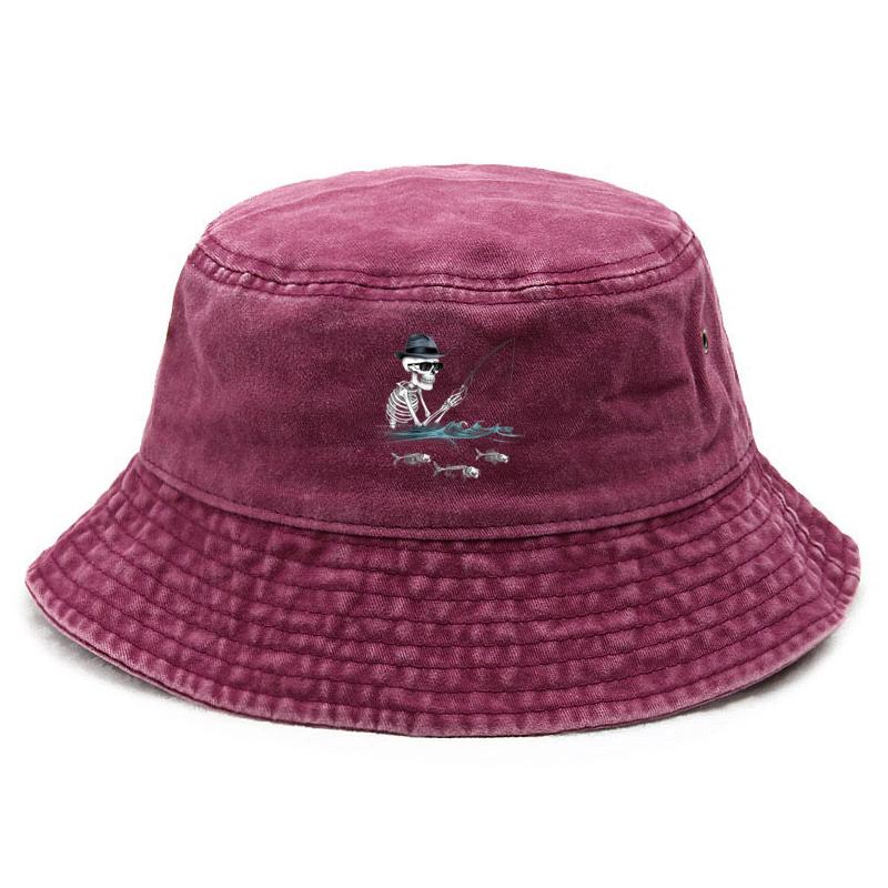 Cotton Washed Bucket Hat Vintage Fishing Hat for Men Women Sun Protection Outdoor Gothic Outdoor Cap Macabre Humor Design Hats
