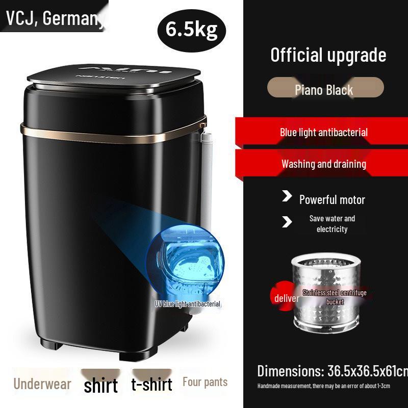 Компактная полуавтоматическая мини-стиральная машина с синим светом и функцией отжима