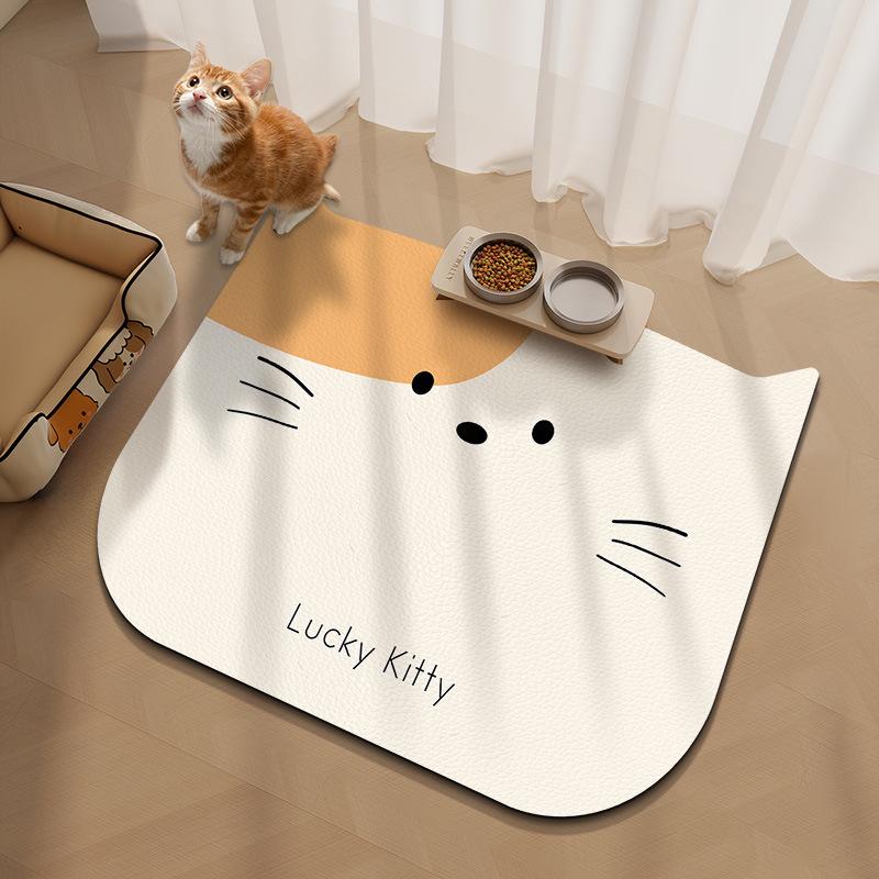 Pet Mat: Впитывающий, водонепроницаемый коврик для пола для собак/кошек, устойчивый к грязи, защищающий от брызг, мультяшный дизайн, диатомит.