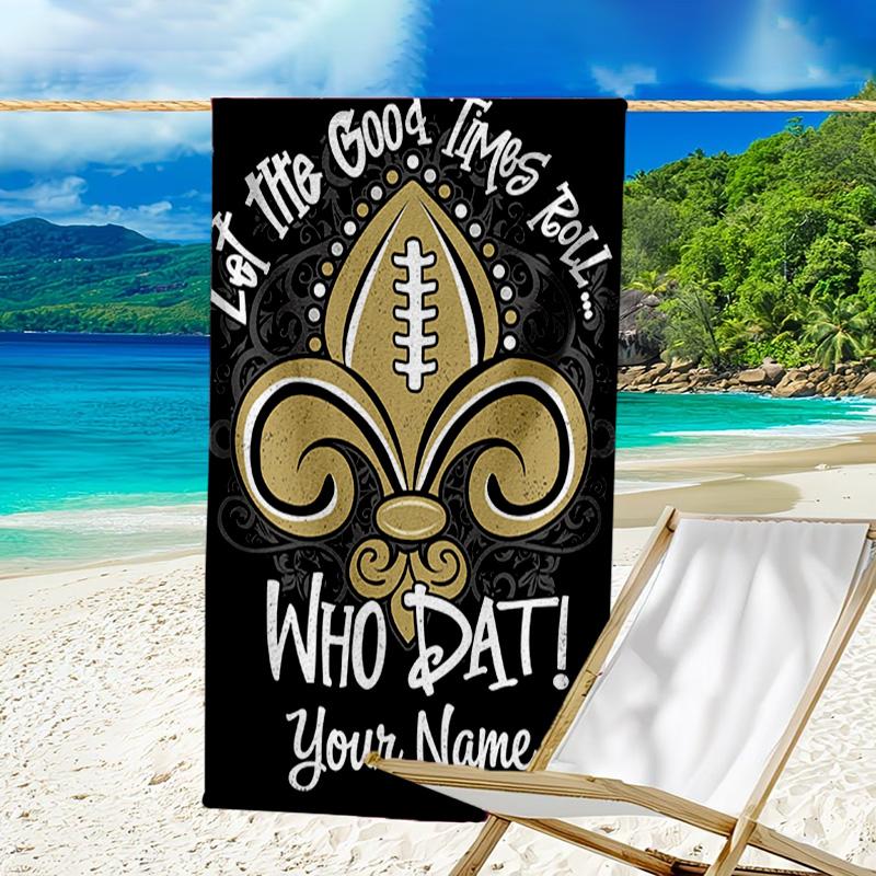 Custom Name Beach Towel Believe Saint Beach Towel, Soft Microfiber, Gift for Her/Him, Birthday, for Pool, Beach, Travel, Fan gifts