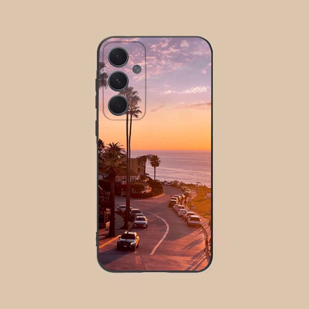 Seaside Station Phone Case For Samsung S25,24,21,22,23,20,S30,Ultra,Plus,Fe,Lite,Note,5G Black Cover