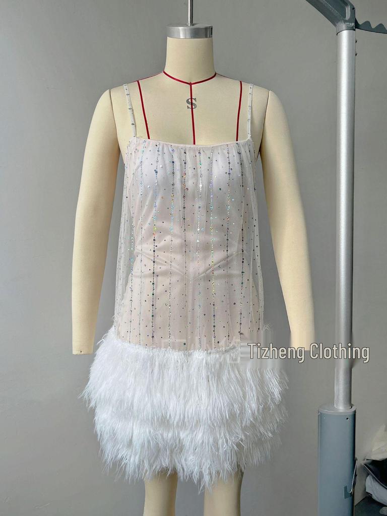 Платье для вечеринки в европейско-американском стиле с открытой спиной, пайетками и кисточками