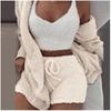 Women's Winter Plush Home Clothes Casual 2-Piece Pajamas Long-Sleeved Shorts Sports Suit for Women