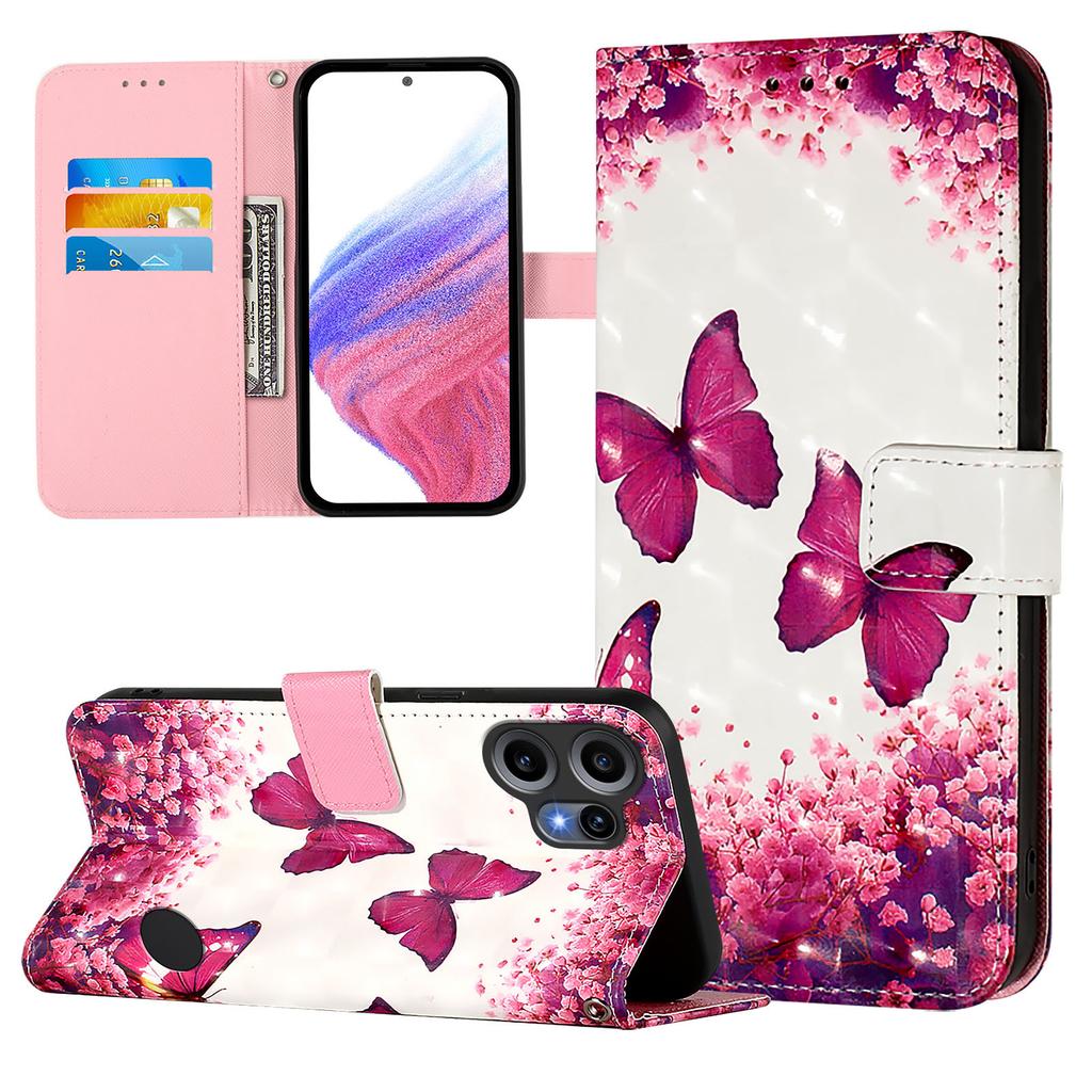 Для Nothing CMF Phone 2 Pro Кожаный чехол с принтом, кошелек-подставка, мобильная крышка с ремешком