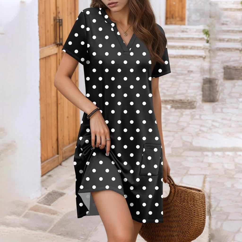 Женское повседневное платье с V-образным вырезом, платье для гостьи на свадьбу, модная одежда с коротким рукавом для пляжного отдыха