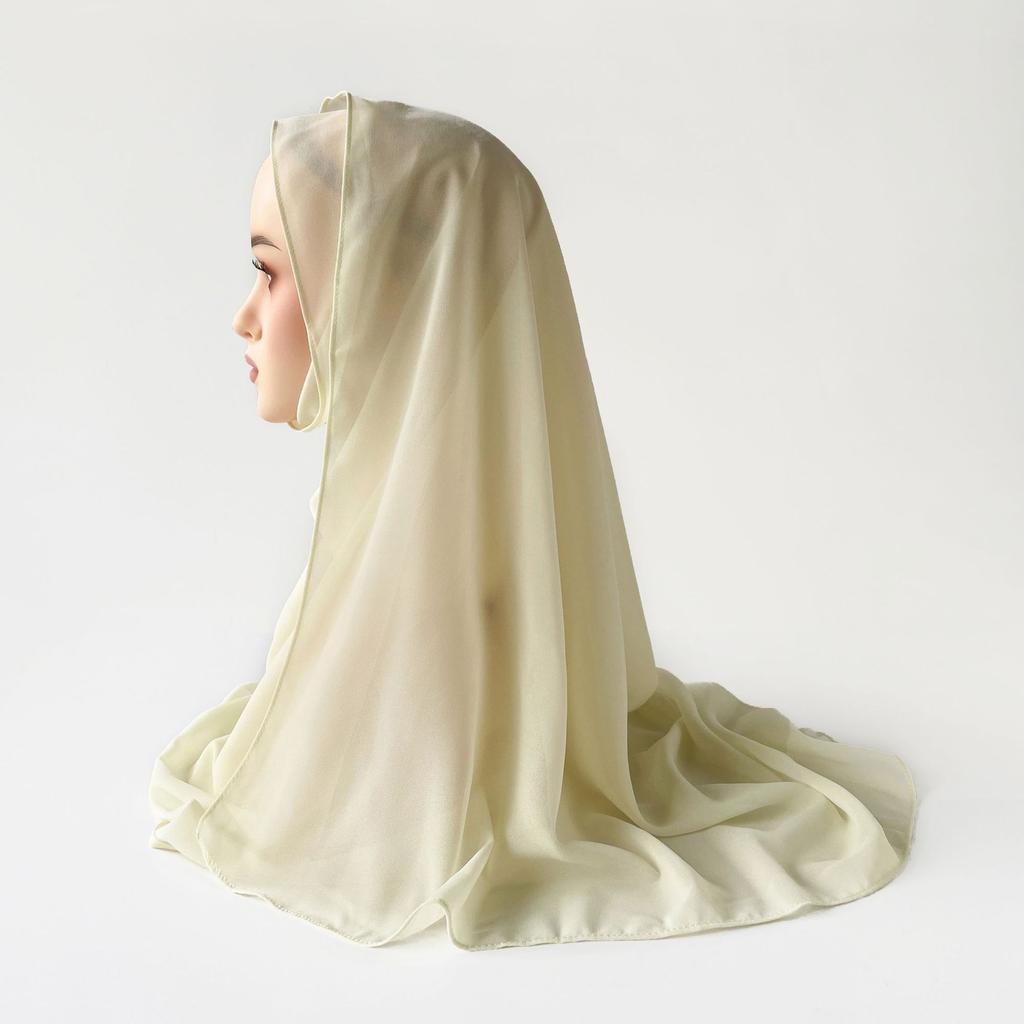 Малазийский однотонный этнический стиль атласный длинный шарф монохромный жемчужный шифоновый платок