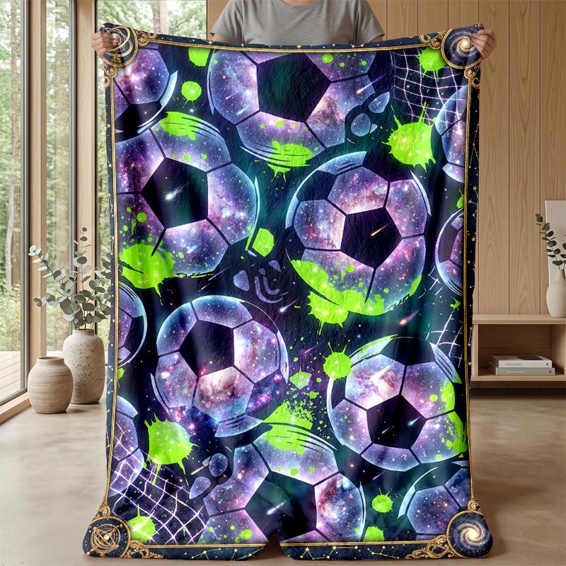 Galactic Soccer Balls 1 Theme blanket Lightweight Warm Flannel Blanket Decorative Throw Blanket for Home Decoration