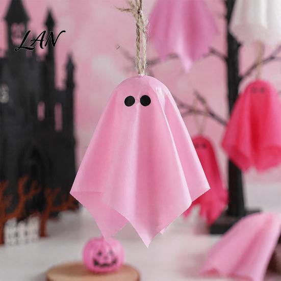 Soft Fabric Ghost Decorations Halloween Hanging Decor, Pastel Pink White Aesthetic Decor Ornaments, Cute Spooky Party Home Pendant Set