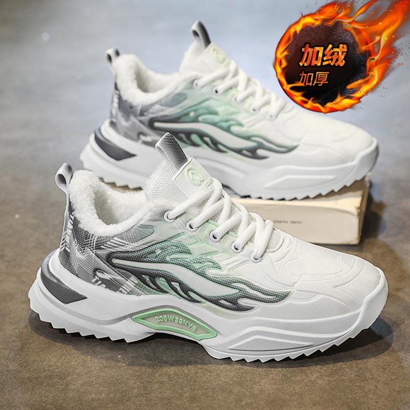 Internet Celebrity Popular Men's Shoes Winter Velvet Warm Sports Cotton Shoes Youth Putian Tide Brand Versatile Running Dad Shoes