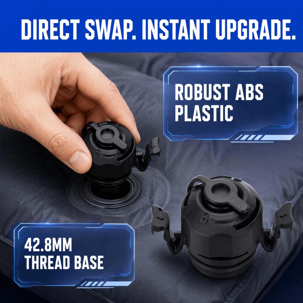 4.28 cm Air Mattress Valve Black 3 in 1 Air Valve Valve Cap Secure Seal Cap Inflatable Airbed