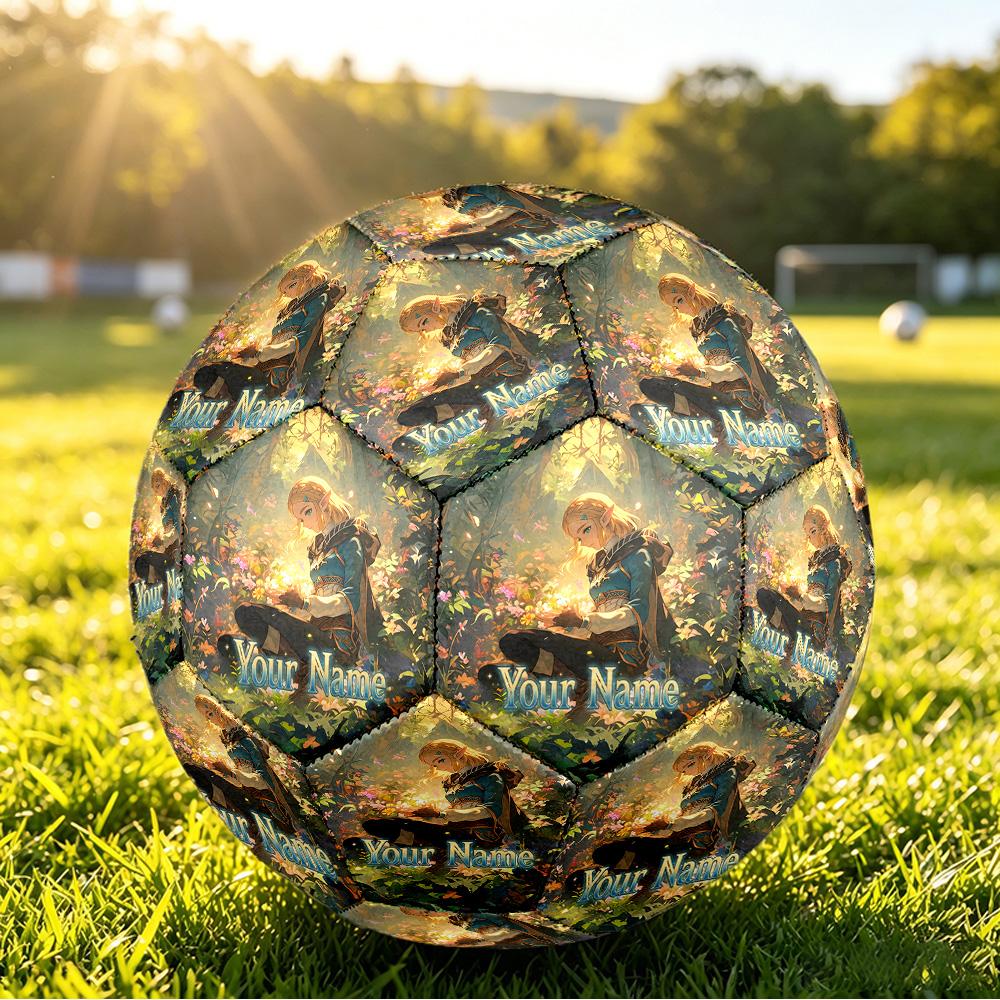 Custom Name Text Size 5 Football,Zelda Standard Training Soccer Ball
