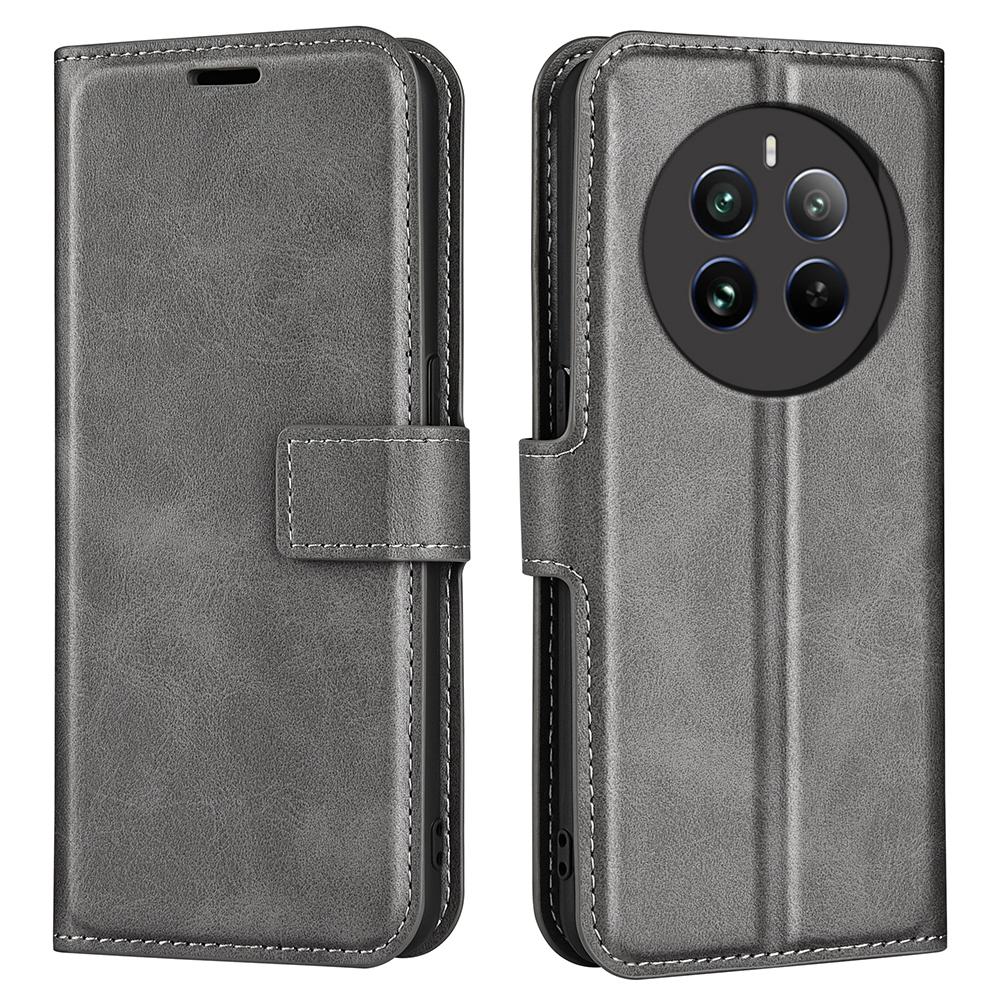 For Realme 12 4G/12+ 5G Leather Case Calf Texture Phone Wallet Cover