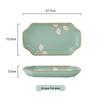 Xuanrun Hand-Painted Green Ceramic Octagonal Fish Plate