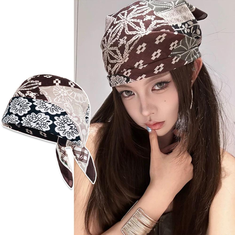 Y2K Small Square Scarf Geometric Shape Leopard Print Silk Scarf Elegant Satin Hijab Beach