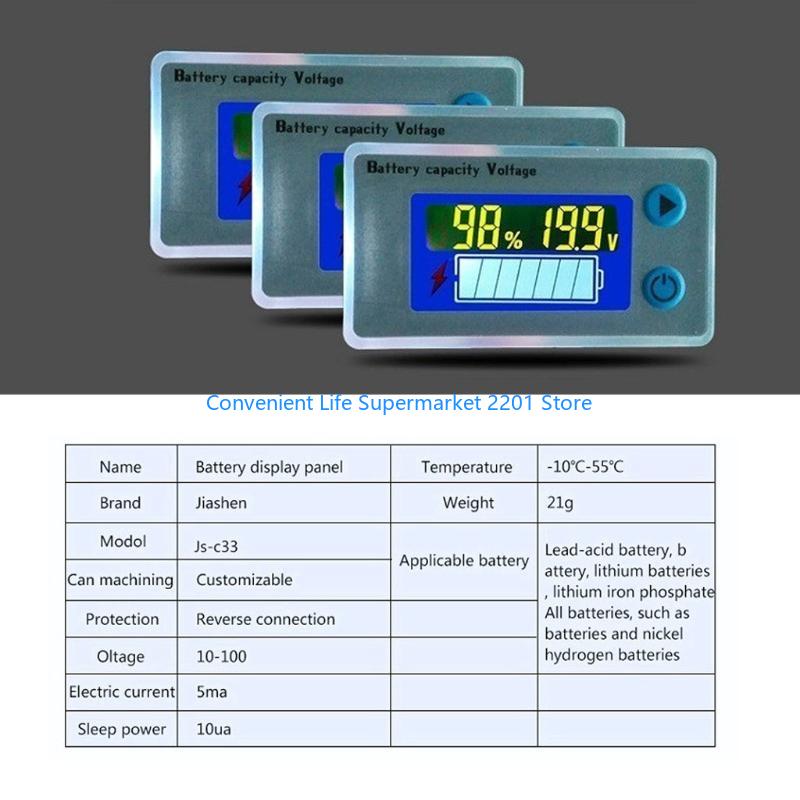 XXUA 10-100V Универсальный вольтметр-тестер емкости аккумулятора LCD Автомобильный Свинцово-кислотный