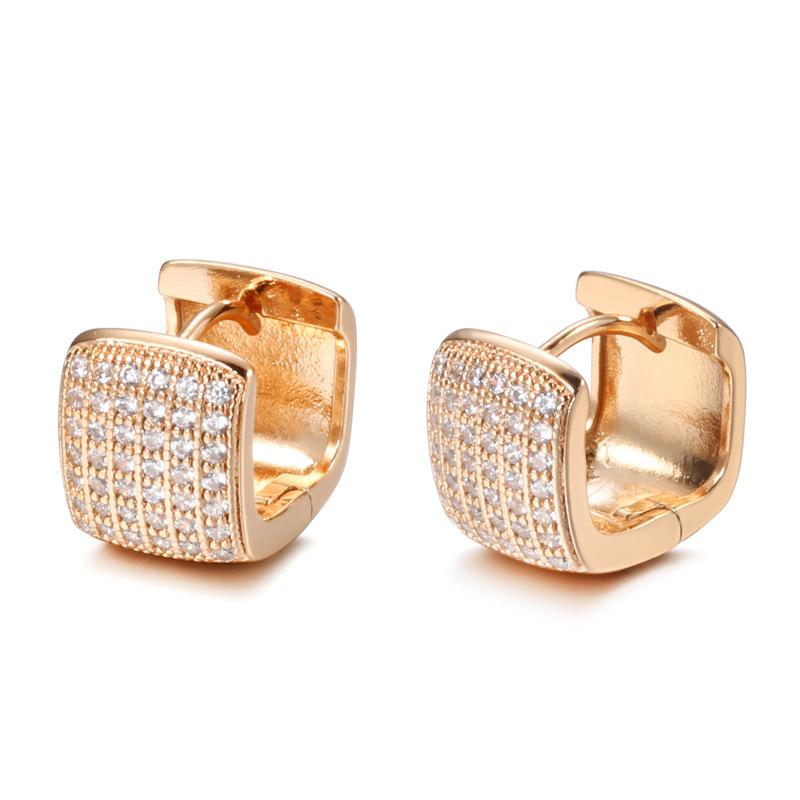 Luxury Zircon Hoop Earrings for Women Rose Gold Color Square Earring Trending Wedding Aesthetic Jewelry Gift