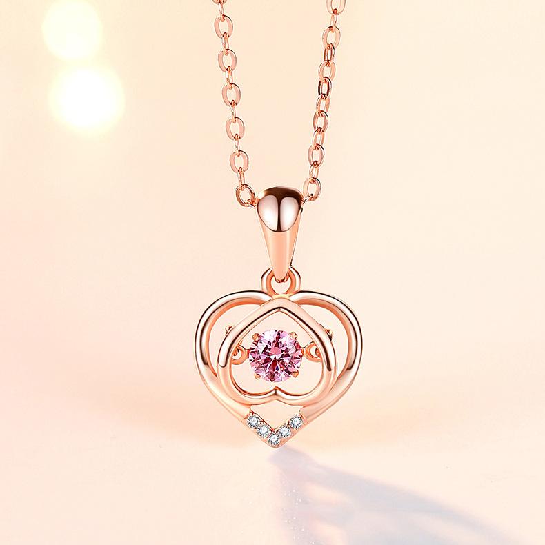 Ожерелье Double Love Heart-spirited для женщин, подвеска Beating Heart, цепочка на ключицу, цепочка на шею