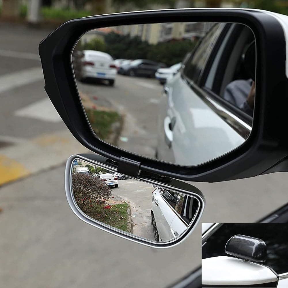 Car Blind Spot Mirror Universal Reverse Auxiliary Mirror, Adjustable Car Auxiliary Universal Wide Angle Mirror (Black)